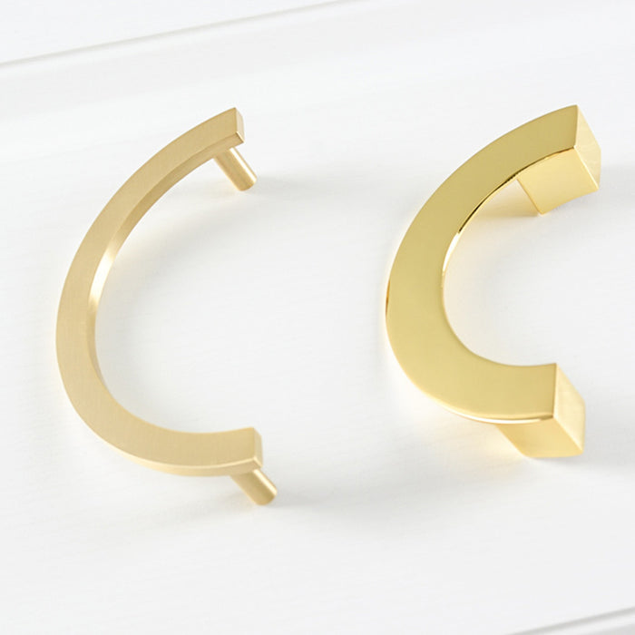 Semicircle Brushed Brass Solid Cabinet Handles for Kitchen