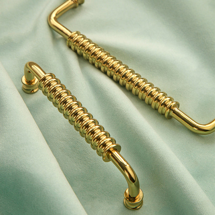 Gold Spiral Cupboard Handle Knob Unique Pure Copper Drawer Pulls