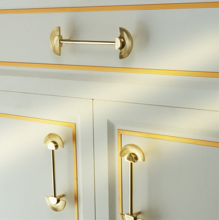 Gold Brass Scalloped Handle Wardrobe Cabinet Pulls