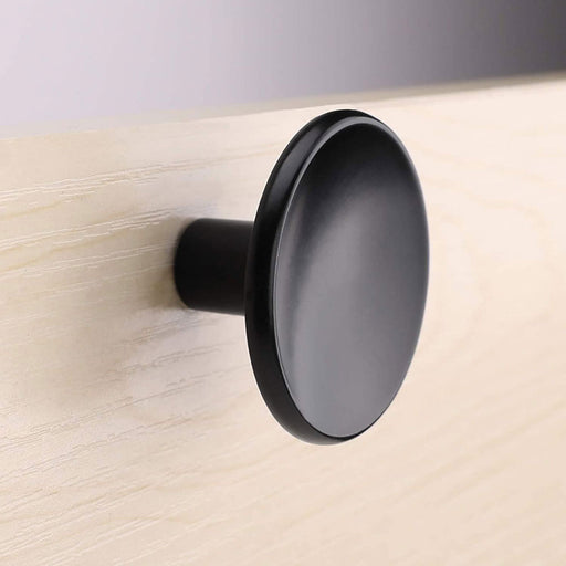 5 Pack Black Round Drawer Knobs Solid For Kitchen Cabinets Door(LS4008BK) - Goldenwarm