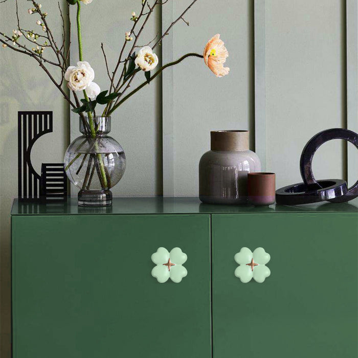 Ceramics Four-leaf clover Drawer Pulls And Dresser Knobs