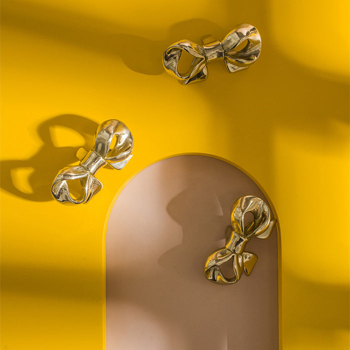 Exquisite Bow Knob Gold Brass Drawer Knobs Dresser Handle Decor Furniture Hardware