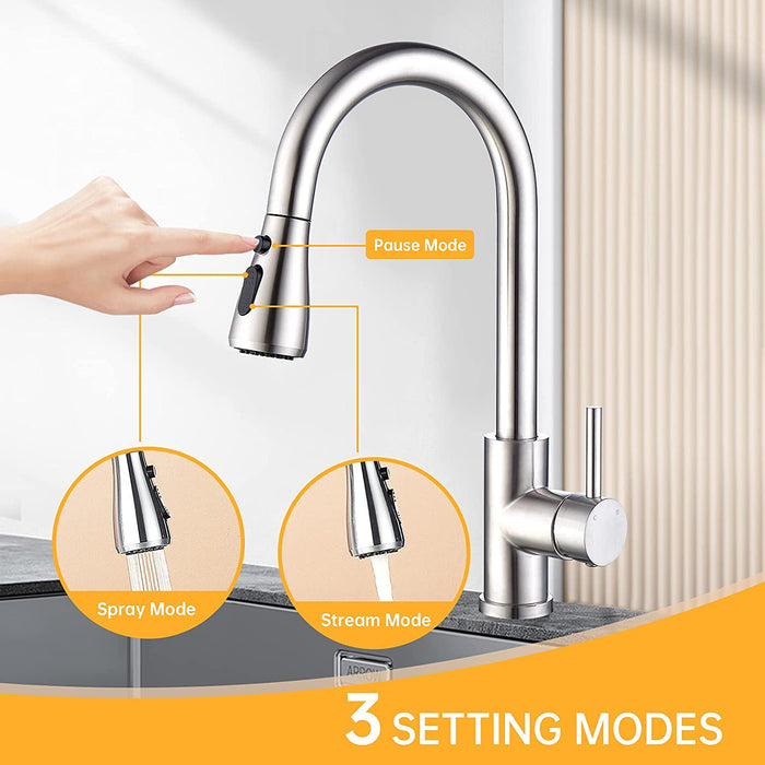 Stainless Steel Kitchen Faucet with Pull Down Sprayer