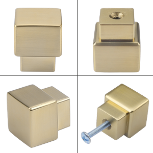 Brushed Brass Gold 1in Square Knobs Kitchen Cabinet Hardware Dresser Knobs