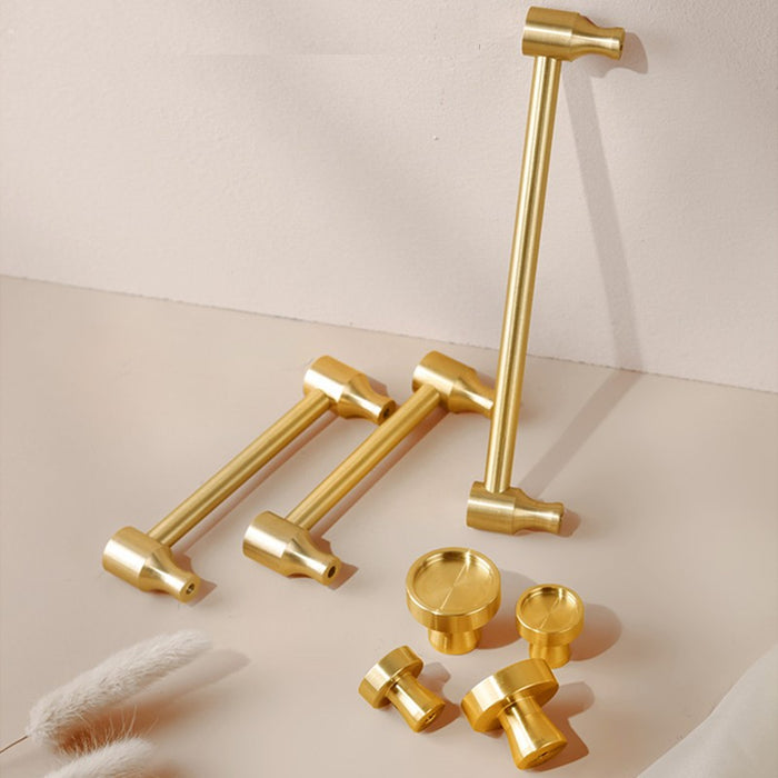 Golden Round Pure Brass Cabinet Pulls And Door  Handle