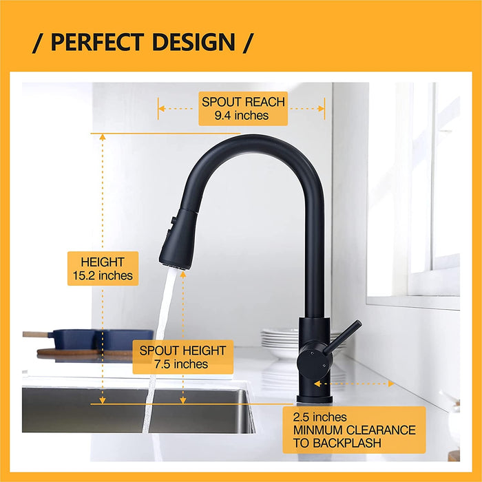 Stainless Steel Kitchen Faucet with Pull Down Sprayer