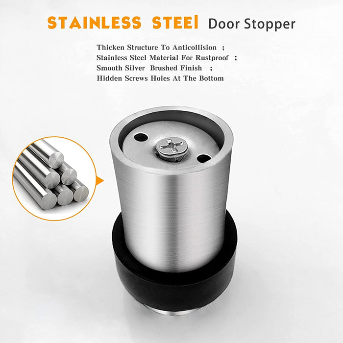 Stainless Steel Modern Decorative Rubber Bumper Door Holder Solid Heavy Duty Cylinder Doorstop