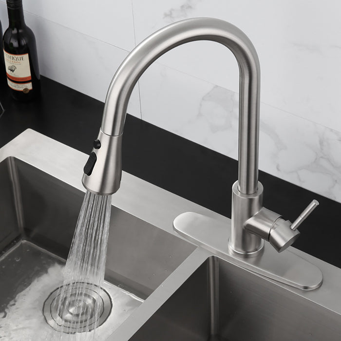 Kitchen Sink Faucet, Kitchen Faucet Stainless Steel with Pull Down Sprayer Brushed Nickel