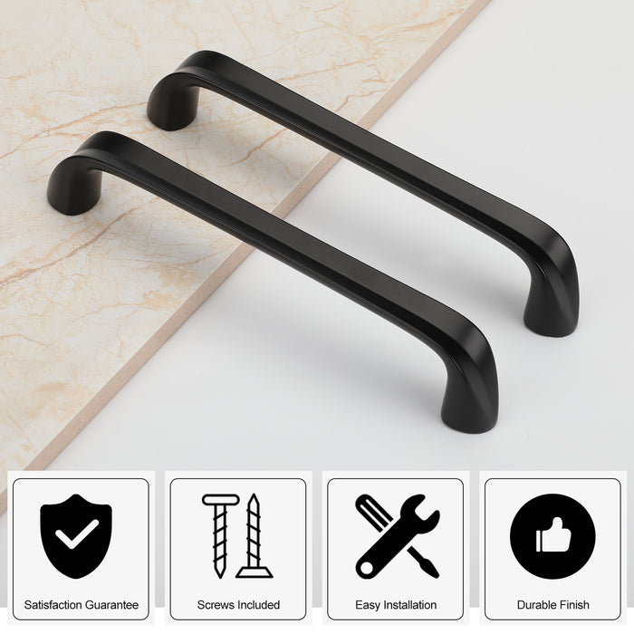 10 Pack Black 5 inch Hole Centers Modern Cabinet Handles