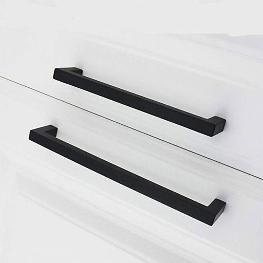 Black square kitchen bar pulls 5in(128mm) for cabinet, J10BK128 - Goldenwarm