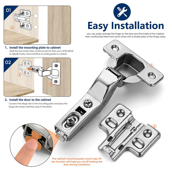 Soft Close Cabinet Hinges European Concealed Hinges Suitable For Kitchen Cabinets Door Stainless Steel Nickel