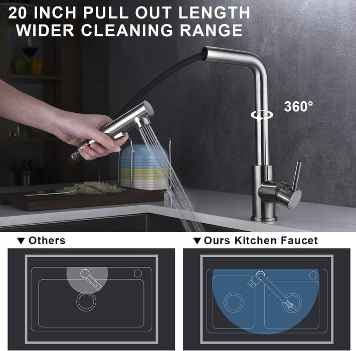 Single Lever Kitchen Sink Faucet with Pull Out Spray