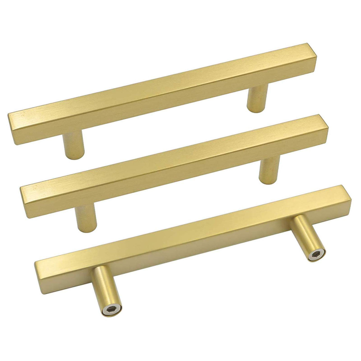 Goldenwarm Gold Pulls Square Brushed Handles For Kitchen
