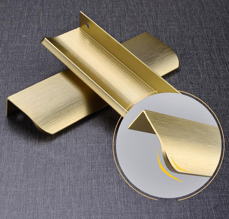 10 Pieces Gold Edge Pull Handle In Brushed Brass Cabinet Gold Hardware(LS7027GD) - Goldenwarm