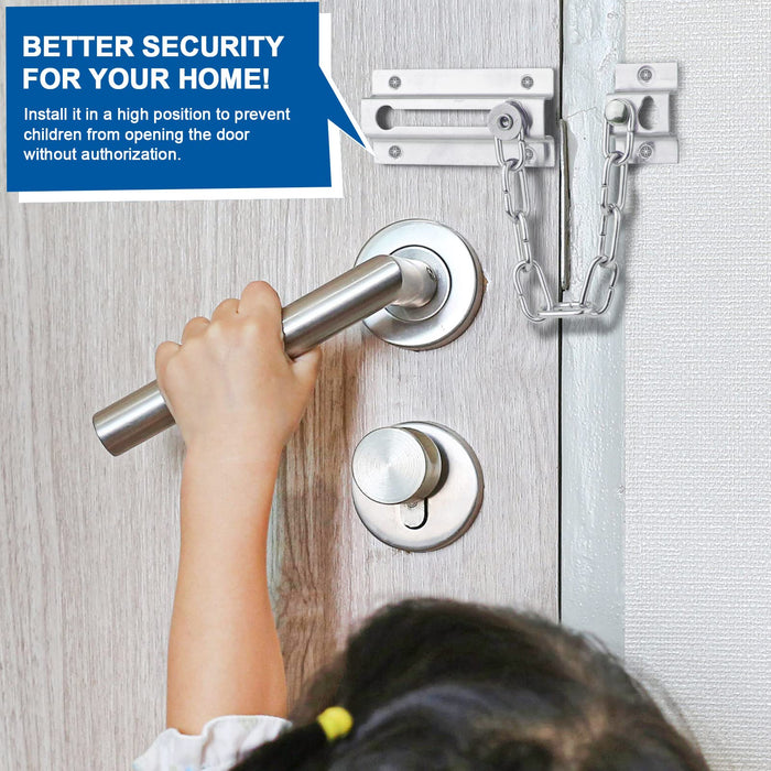 Chain Lock Door Guard Sturdy and Rust-Resistant Steel Chain Locks for Inside Door and Extra Front Door Lock