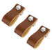 1 pcs Brown Leather Cabinet Cupboard Knobs with Silver Screws(LS9215SNB) - Goldenwarm