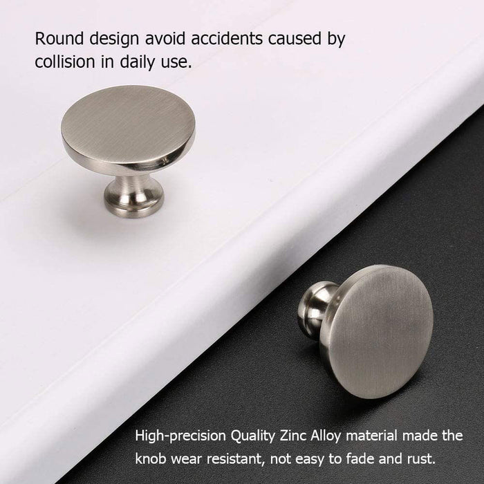 10 pack brushed nickel cabinet knobs round solid drawer knobs for dresser (LS9189SNB) - Goldenwarm