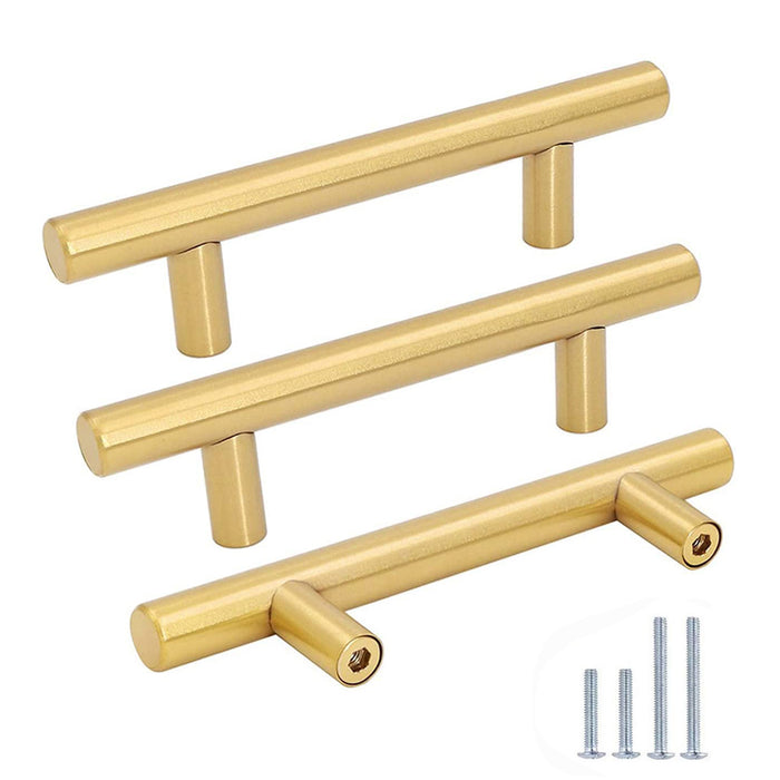 15 pack brushed gold cabinet round bar pull stainless steel