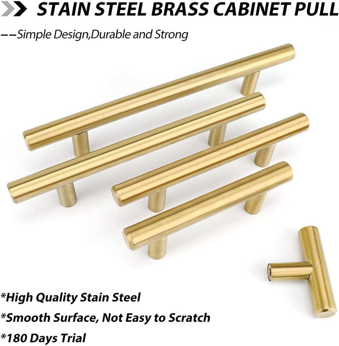 15 pack Brushed Gold Cabinet Handles Round Stainless Steel Bar Pull Drawer Pulls 15 pack Brushed Gold Cabinet Handles Round Stainless Steel Bar Pull Drawer Pulls