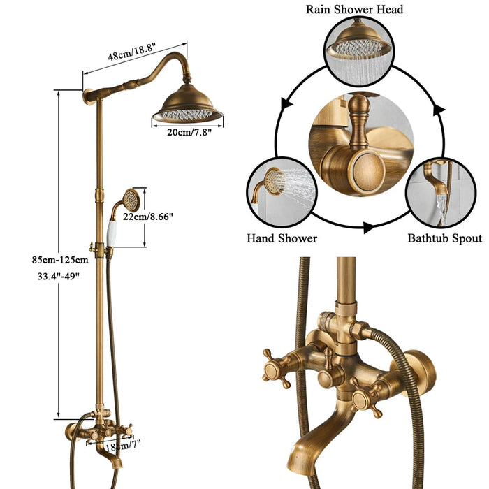 Classic Antique Brass in-wall Bathroom Outdoor Shower System