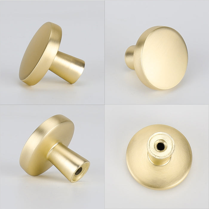 brushed gold dresser knobs Akicon Brushed Gold Kitchen Cabinet Knobs 1-1/4 inch (32 mm) Diameter 100% Solid Brass Drawer Knob
