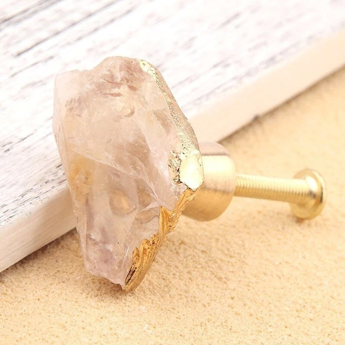 Luxury Natural Crystal Edging Gold Single-hole Cabinet And Drawer knobs