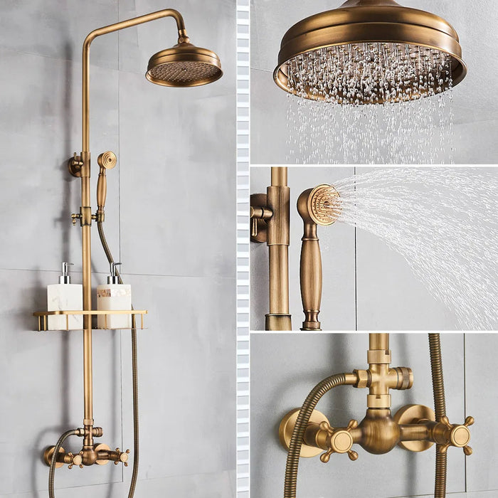 Luxury Antique Brass Shower System with Shower Head