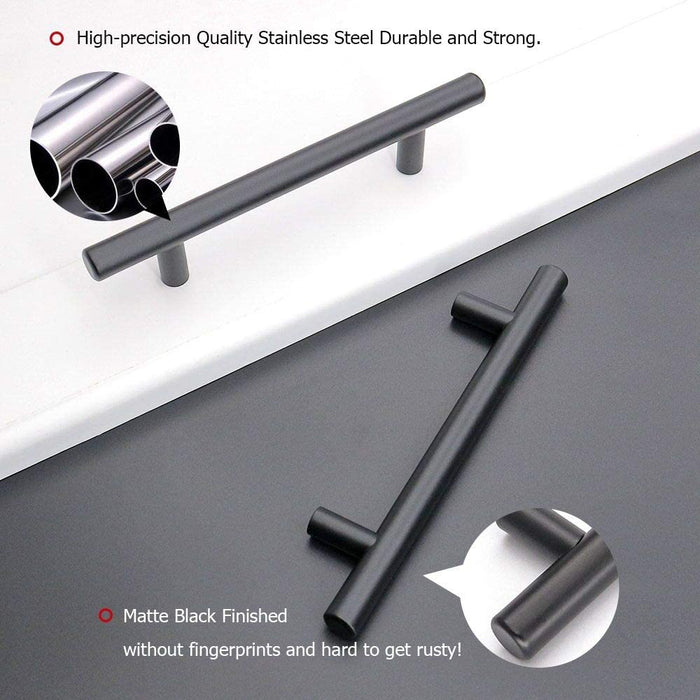 5 Pack Matte Black Bar Pulls Stainless Steel Cabinet Pulls