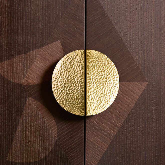 Gold Solid Brass Hammered Grain Semicircle Cabinet Pulls