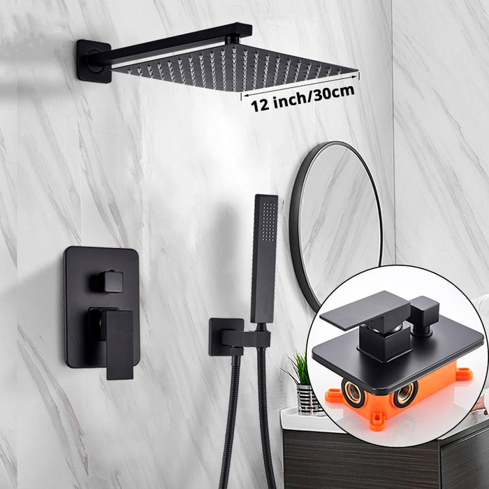 3 Set Black Bath Shower Set Wall Mounted Concealed Shower Faucet System