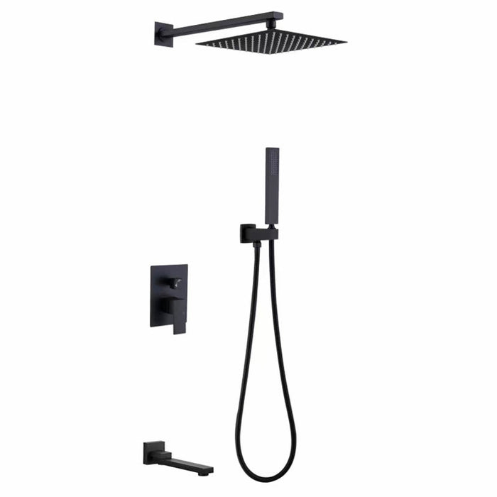 4 Sets Black Bath Shower Set Wall Mounted Concealed Shower Faucet System