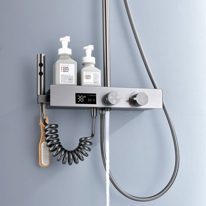 Advanced Thermostatic Shower System with Digital Temperature Display and 4 Mode Water Outlet Options