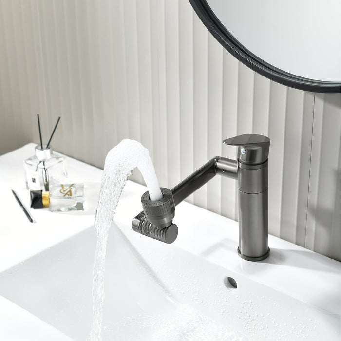 Single-Hole Rotatable Multi-Directional Bathroom Sink Faucets