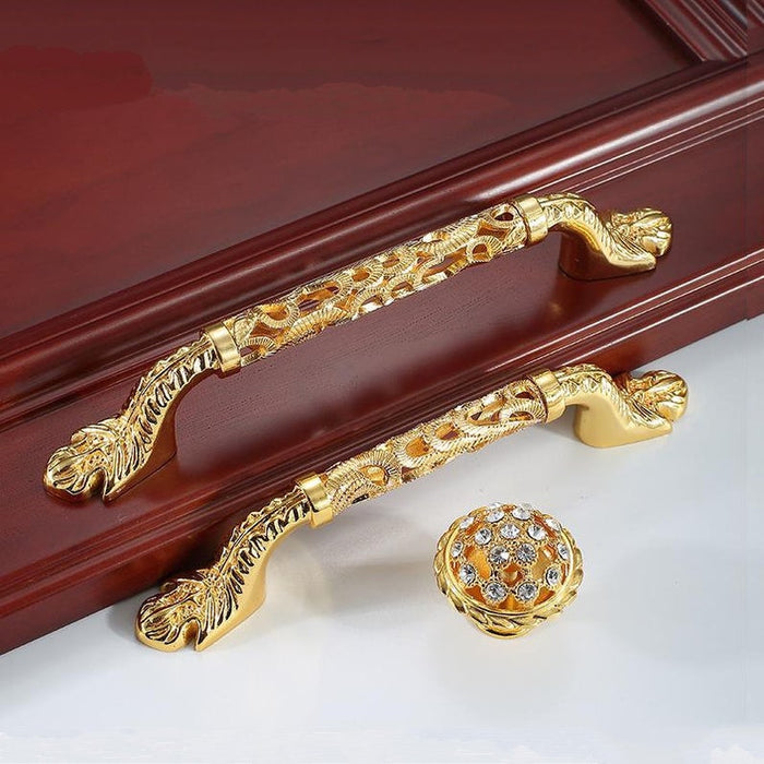 Luxury Hollow Brass Gold Dresser Pulls And Door Handles Modern Decor
