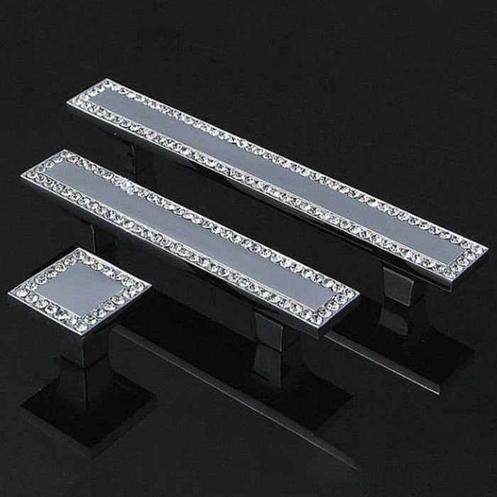 Crystal Glass Cabinet Handles Square Drawer Pulls
