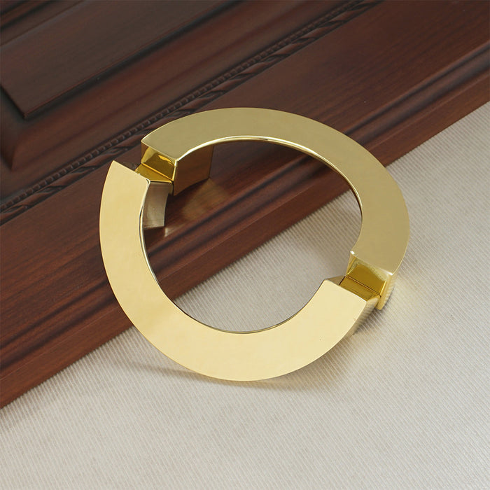 Semicircle Brushed Brass Solid Cabinet Handles for Kitchen