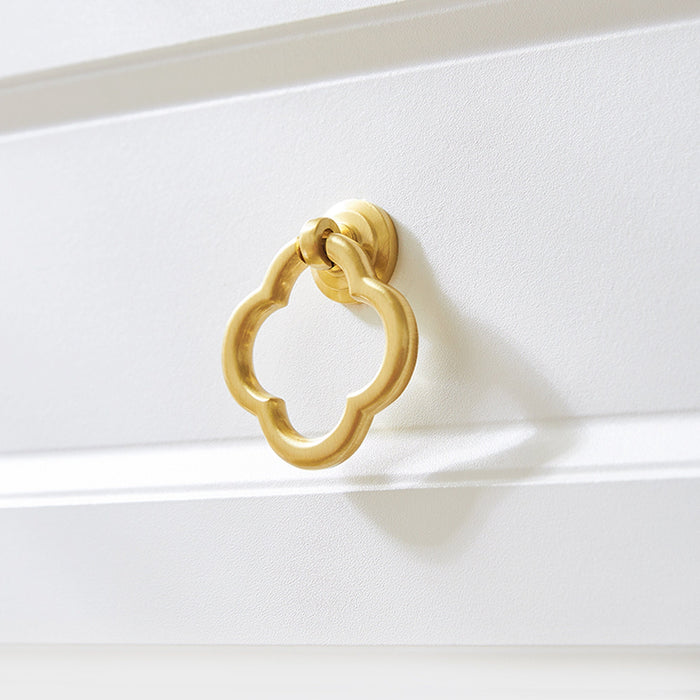 Flower Design Brass Gold Knobs Furniture Pulls Cabinet Handle